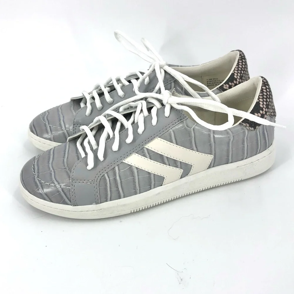 Dolce Vita Neo Sneakers Womens 7.5 Croc Snake Reptile Glitter Heel Shoes Skater